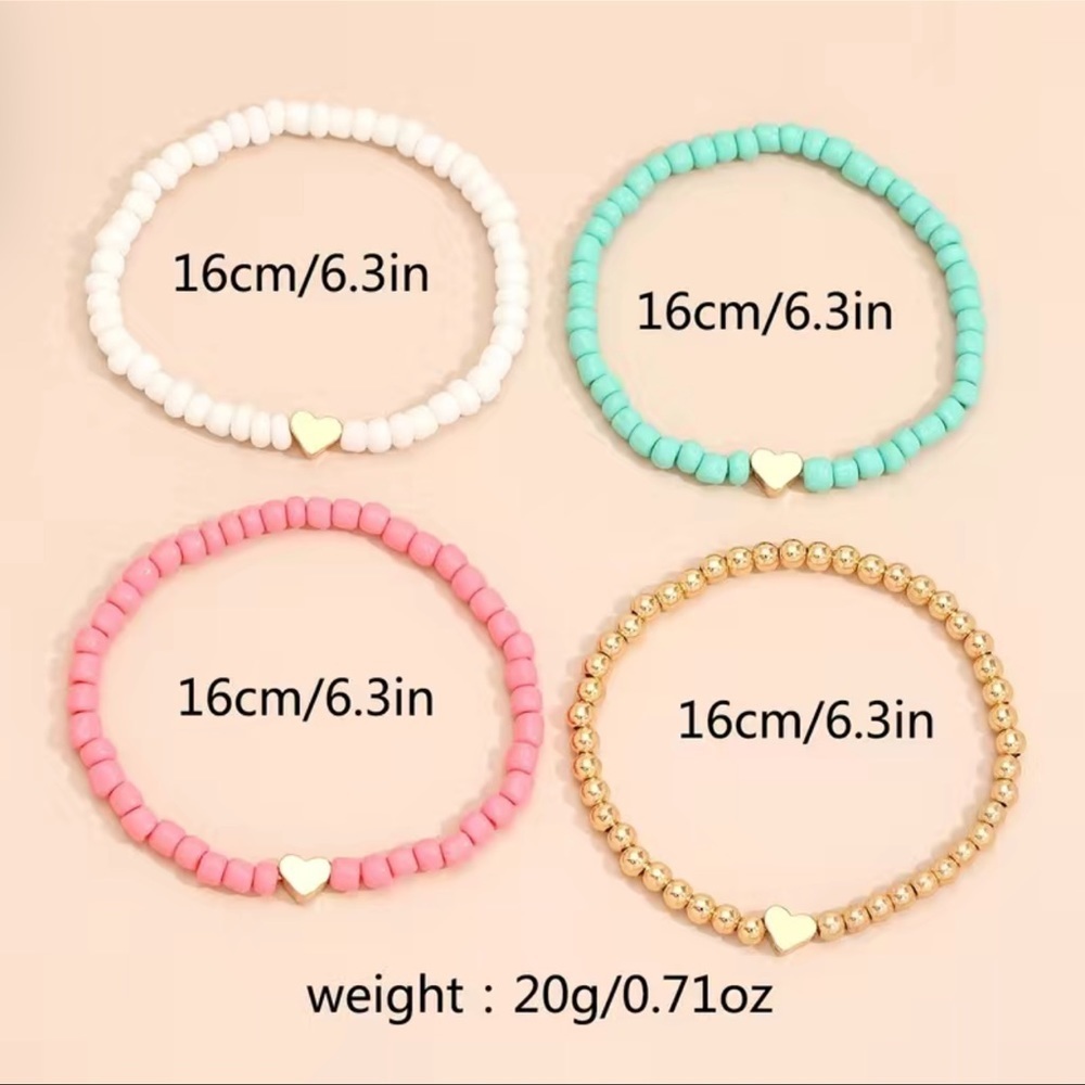 Stackable Heart Elastic Bracelet Set of 4 NWT - Picture 5 of 5